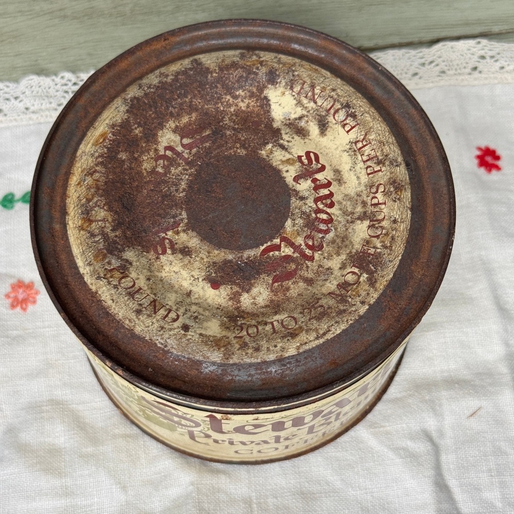 Vintage Stewarts Private Blend Coffee Tin 1933 Chicago World Fair 1# Empty Rusty - Picture 2 of 5